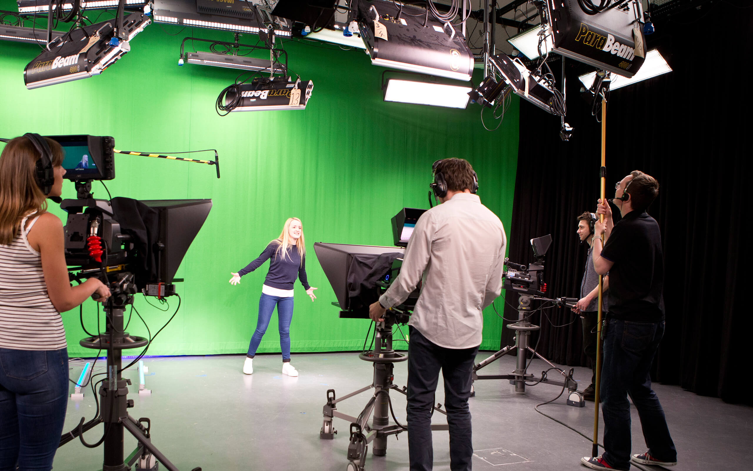 Ayr Campus Facilities | UWS Student on Green Screen | University of the West of Scotland