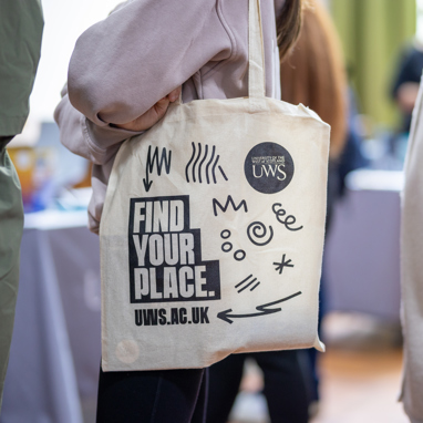 Find your Place tote bag at UWS Paisley Open Day